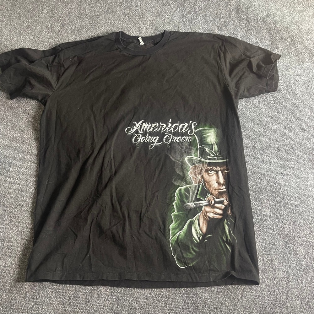 Alstyle Americas Going Green Uncle Sam Marijuana Weed Graphic T-Shirt Mens XL